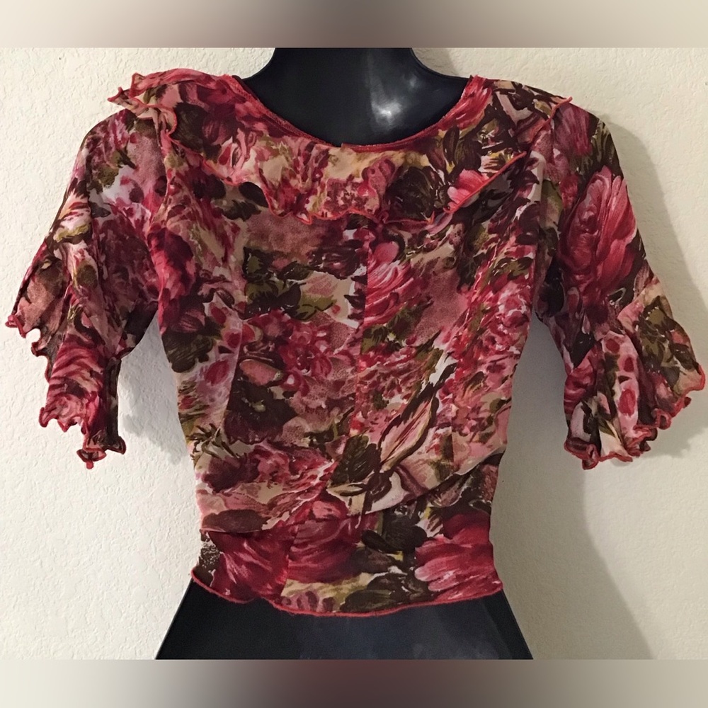 Women’s ruffled floral blouse. Size S - Picture 3 of 4